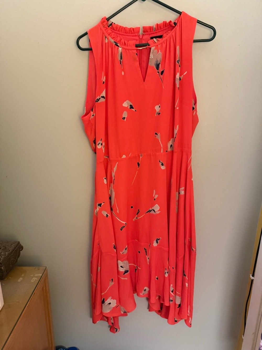 Ivanka Trump Coral Floral High-Low Sleeveless Dress